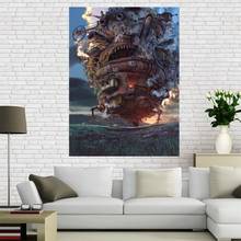 New arrival Custom Howls Moving Castle Art Canvas Painting Poster Home Decor Cloth Fabric Wall Art Poster for Living Room 2024 - buy cheap