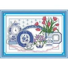 Joy Sunday Flowers In Celadon Vase Counted Cross Stitch 11&14CT Cross Stitch Embroidery Needlework for Home Decor Handmade Gift 2024 - buy cheap