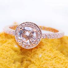 Original rosa clássico elegância anéis com cristal para mulher 925 prata esterlina anel festa de casamento presente pandora jóias finas 2024 - compre barato