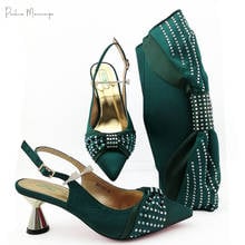 2020 New Arrival Italian Design Nigerian Shoes with Matching Bags Set Decorated with Crystal in Green Color for Party 2024 - buy cheap