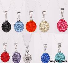 best jewelry!mixed can pick color Micro Pave clay ball  wedding ball  Pendant Silver Plated Chain crystal  Necklace 2024 - buy cheap