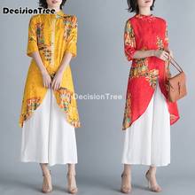 Vestido cheongsam para mujer, ropa tradicional con estampado floral, traje asiático y pantalones aodai, 2021 2024 - compra barato