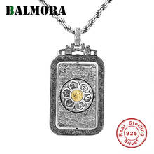 BALMORA 925 Silver Square Card Rotatable Six Words' Sutra Pendants for Women Men Lover Vintage Antique Jewelry Without Chain 2024 - buy cheap