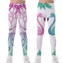 Calças leggings para meninas 5 a 12 anos, calças esportivas para meninas, estampa 3d flamingo, calças para crianças e adolescentes de ioga 2024 - compre barato