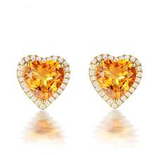MENGYI Fashion 9 2 5 Jewelry Women Heart Stud Earring Yellow Zircon Golden Earrings Charms Jewelry Gift For Women Simple Gift 2024 - buy cheap