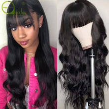 Sterly Human Hair Wigs With Bangs Body Wave Wigs With Bang Natural Color Remy Hair Long Hair Natural Color Wig With Bangs 2024 - buy cheap