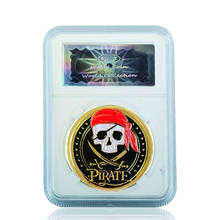 2021 Skull Pirate Coin Gold Colorful Nice Gifts For Collection W/ Acrylic Case 2024 - buy cheap