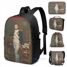 Mochila engraçada com impressão gráfica bombeira bonaparte usb mochila masculina mochila escolar bolsa para laptop viagem 2024 - compre barato