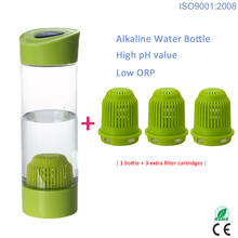 Garrafa de água alcalina portátil ionizadora e alcalina, valor de alta ph de 550ml, com 3 filtros adicionais 2024 - compre barato