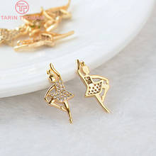 (989)4PCS 10x22MM 24K Gold Color Plated Brass with Zircon Dance Girl Charms Pendants High Quality Diy Jewelry Accessories 2024 - buy cheap