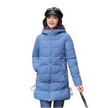 Hooded down jacket cotton coat womens 2020 winter new medium long down jacket women's warmth all-match plus size parker overcoat 2024 - buy cheap