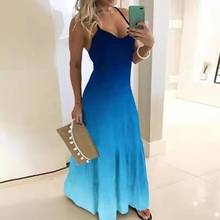 Casual Women Sexy Robe Summer 2020 Sleeveless V-neck Printed Long Dress Maxi Dress Big Swing Backless Plus Size Women Clothing 2024 - buy cheap