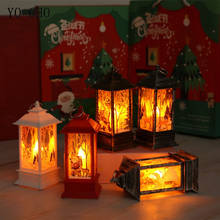 Yo cho decoração de natal castelo vintage, lâmpada led, enfeite de árvore de natal, pingente decorativo de vela, festa lanterna 2024 - compre barato