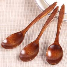 High Quality Natural Wood Spoon Fork Bamboo Kitchen Cooking Dining Soup Tea Honey Coffee Utensil Tools Soup-Teaspoon Tableware 2024 - buy cheap