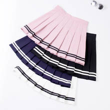 High Waist Pleated Skirts Women New 2019 Korean Striped A-line Mini Skirt Female Elastic Waist Sweet Girls Dance Skirt P068 2024 - buy cheap
