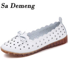 Sa Demeng  Autumn Women Genuine Leather Ballet Flats Casual Shoes Women Cutout Slip On Flats Female Loafers Ballerina Flats 2024 - buy cheap