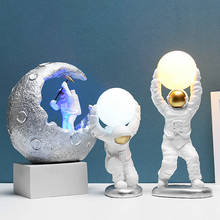 Lámpara de luna de astronauta con impresión 3D, luz nocturna LED recargable, de 3 colores Sensor táctil, decoración creativa para el hogar, lámpara de astronauta, regalos 2024 - compra barato