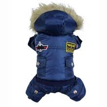 Blue USA Airman Style Pet dogs Coat Warm Small Dog Apparel Fleece Winter Coat Snowsuit Hooded Jumpsuit Waterproof 2024 - buy cheap