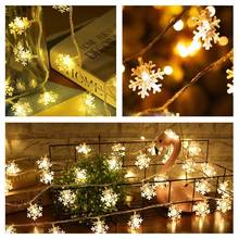 Guirnalda de luces LED para decoración del hogar, cadena de copos de nieve para vacaciones, árbol de Navidad colgante con batería, 1,2 M/3M/6M/10M 2024 - compra barato