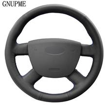 Hand-stitched Black Genuine Leather Car Steering Wheel Cover for Ford Kuga 2008-2011 Focus 2 2005-2011 C-MAX 2007-2010 Transit 2024 - buy cheap