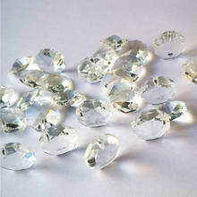 Lustre k9 cristal transparente com contas de vidro, 600 pçs, 14mm, contas octogais em 1 furo, faça você mesmo, casamento e decoração de casa 2024 - compre barato