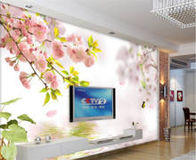 Beibehang papel pintado grande personalizado agua Cerezo flor TV Fondo Sala pared del dormitorio decoración del hogar 2024 - compra barato