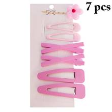 7Pcs/Set Solid Color Hair Clips Flower Decor Bobby Pins Alligator Hair Clip Snap Barrette Hair Accessories Party Dress Up 2024 - buy cheap