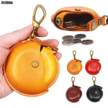 2021 Genuine Leather Coin Purse Women Men Vintage Handmade Small Round Coin Holder Wallet Storage Bag Case Keychain Male Female 2024 - buy cheap
