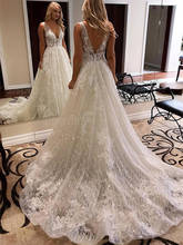 Lover Kiss Vestidos De Casamento Sparkle Wedding Dress 2022 V-Neck Backless Sexy Lace Bride Dress Bridal Gowns Robe de Mariage 2024 - buy cheap