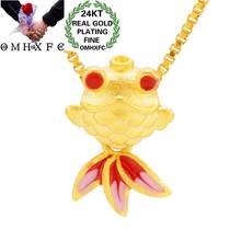 OMHXFC Jewelry Wholesale PN422 European Fashion Hot Fine Woman Girl Party Birthday Wedding Gift Goldfish 24KT Gold Pendant Charm 2024 - buy cheap