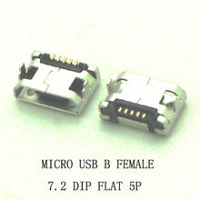 10pcs/lot 5Pin 7.2mm Micro USB 5pin DIP Female connector for mobile phone Mini USB jack PCB welding socket FLAT MOUTH 2024 - buy cheap