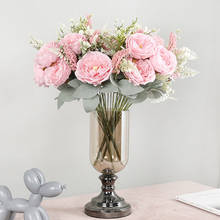 Large Tea rose bouquet Peony bunch Silk Artificial flowers For Home Hotel Wedding Decoration fake Flower flores Peonies 2024 - buy cheap