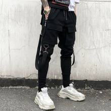 Pantalones de estilo Hip Hop para hombre, ropa informal estilo lápiz, con bolsillos laterales, rasgados, con correas 2024 - compra barato
