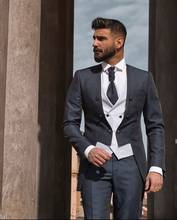 2021 New Grey Men Suit Terno Slim Fit 3 Piece Costume Homme Tuxedo Groom Wedding Suits For Men Prom Party Best Man Blazer 2024 - buy cheap