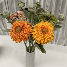 One Several Layers Silk Sunflower 2 Heads Simulation Melaleuca Helianthus Annuus for Wedding Centerpieces Home Floral Decoration 2024 - buy cheap