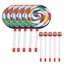 5 pacote 8 Polegada lollipop tambor com martelo arco-íris cor instrumentos de ritmo música crianças do bebê crianças jogando brinquedo 2024 - compre barato