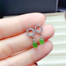 fashion natural green Jade stud earrings  for women jewelry real 925 silver  gold plated waterdrop gem good color girl gift 2024 - buy cheap