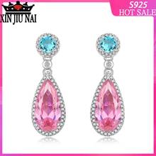 Tide Pink Water Drop 925 Sterling Silver Pin Long Earring Earring Temperament Wild Earrings 2024 - buy cheap