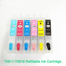 Vilaxh T0811-T0816 refillable ink cartridge For Epson Stylus Photo 1410 TX700W TX800W R270 R290 R295 R390 RX590 RX610 RX690 2024 - buy cheap