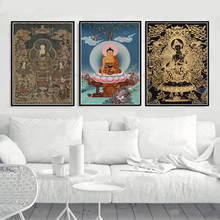 Filme clássico sakyamuni thangka budismo buda poster imprime pintura a óleo quadros de parede da lona decoração para casa schilderij obrazy 2024 - compre barato