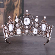 Barroco grabado de corona de diamantes de imitación tiaras coronas accesorios para el cabello accesorios de vestido de novia nupcial corona tocado joyería 2024 - compra barato