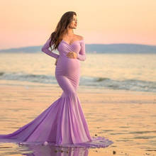 Fishtail Evening Dress Maternity Photography Props Pregnancy Dress Photography Maternity Dresses For Photo Shoot Maxi Vestidos 2024 - buy cheap