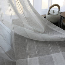 Cortinas de lino a rayas japonesas, tul a rayas para dormitorio, sala de estar, balcón, decorativo personalizado, hilo de cortina 2024 - compra barato