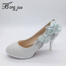 Flower Pumps New Womens Wedding Shoes Bride High heels Crystal Platform Shoes For Woman Ladies Party Dress Shoes tacones mujer 2024 - buy cheap