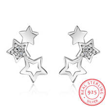 Nueva llegada 925 esterlina plata brillante estrella de Zirconia cúbica pequeño Stud pendientes para las mujeres pendientes de moda de joyería de SCE437 2024 - compra barato