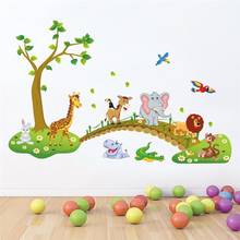 Cartoon Animals Wall Stickers Elephant Lion For Kids Rooms Sticker Bedroom Children Play Room Decoration Wall Art Decals 60x90cm 2024 - buy cheap