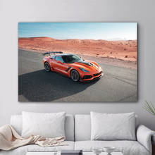 Chevrolet-carteles e impresiones de supercoche Corvette ZR1, arte de pared en lienzo para decoración de sala de estar, color Naranja, 2019 2024 - compra barato