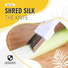 Shred silk the knife gadget-ferramenta cortador de cebola descascador scallion-faca shredder-fatia talheres de cozinha vegetal 1pc scallion cutle 2024 - compre barato