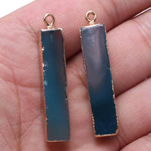 Pingentes de berloques de ágata azul, pingentes de pedra natural da moda para fazer jóias, acessórios para colar tamanho 9x40mm 2024 - compre barato