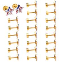 LUXUKISSKIDS Jewelry 12pairs/Lot Clay Star Stainless Steel Earrings For Women Gold/Steel Earings Screw Back Stud Earring brincos 2024 - buy cheap